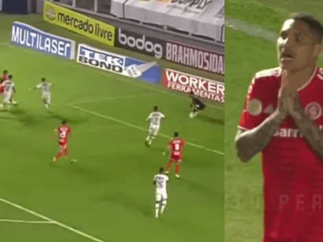 Paolo Guerrero casi marca 'gol de antología' en el empate del Inter de Porto Alegre 2-2 ante Santos