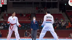 Alexandra Grande pelea en Karate Kumite categoría menos 61 kilos.