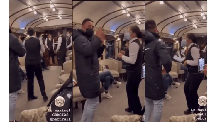 Christian Cueva es captado cantando y bailando 'el cervecero' en lujoso tren del Cusco