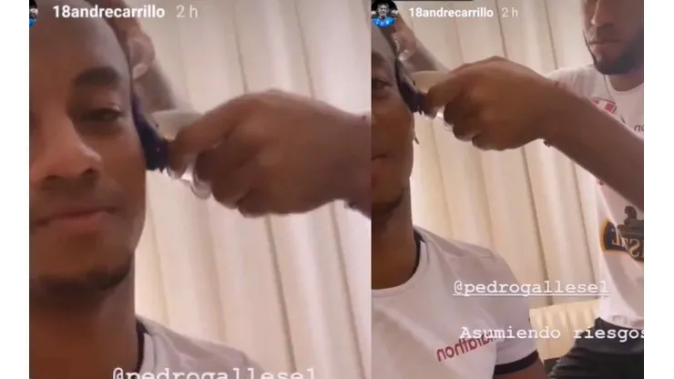 André Carrillo se cortó el pelo en la concentración de Perú.