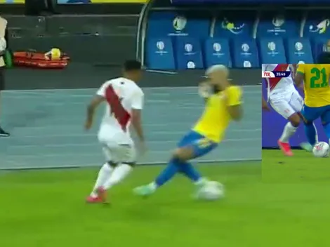 Impresionante 'huachita' de Marcos López a Gabigol y lo cortan con dura falta