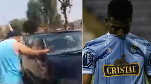 Delantero estaba en su automóvil mientras los hinchas celestes le reclaman por su rendimiento.