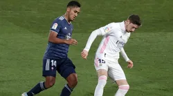 Renato Tapia fue presionado en la marca por Kroos y Karim Benzema anotó.