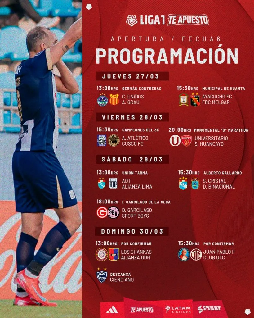 Programación jornada 6. (Foto: Liga 1).