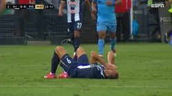 Hernán Barcos lesionado ante Deportes Iquique.