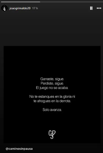 El mensaje de Grimaldo tras su no convocatoria a la Selección Peruana (Instagram @joaogrimaldo20).