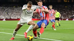 Kylian Mbappé y Clément Lenglet disputan la pelota en el juego de ida de los octavos de final de la Champions League entre Real Madrid y Atlético Madrid.