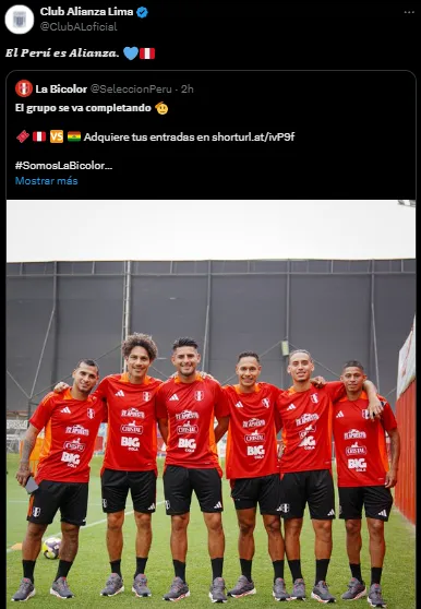 Jugadores de Alianza Lima en la Selección Peruana (X @ClubALoficial).