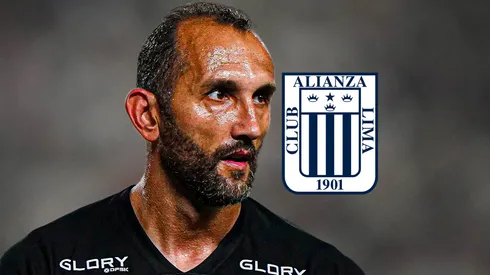 Hernán Barcos y escudo de Alianza Lima.