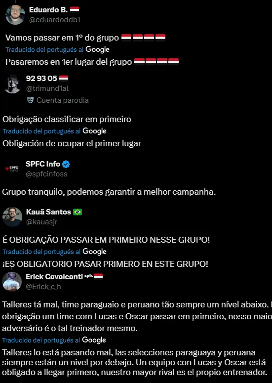 Hinchas de Sao Paulo confiados (Foto: X).