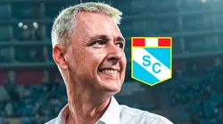 Tiago Nunes y el escudo de Sporting Cristal.