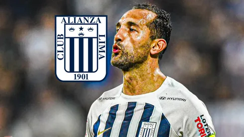 Hernán Barcos y el escudo de Alianza.