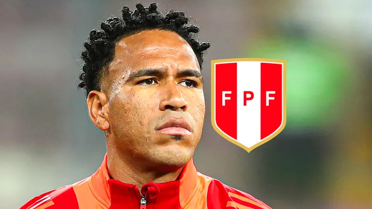 Pedro Gallese y el escudo de Perú.