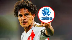 Paolo Guerrero y el logo de Conmebol.