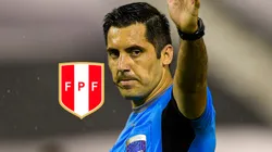 Cristián Garay con el escudo de Perú.