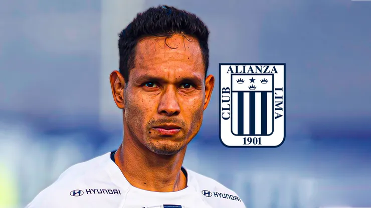 Renzo Garcés y el escudo de Alianza Lima.