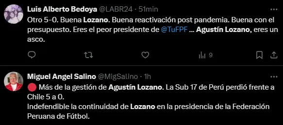 Hinchas molestos con Agustín Lozano (Foto: X).