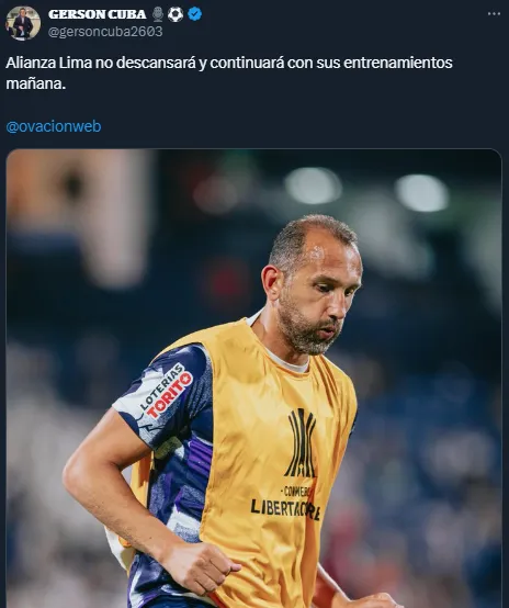 Alianza Lima vuelve a las prácticas este miércoles (X @gersoncuba2603).