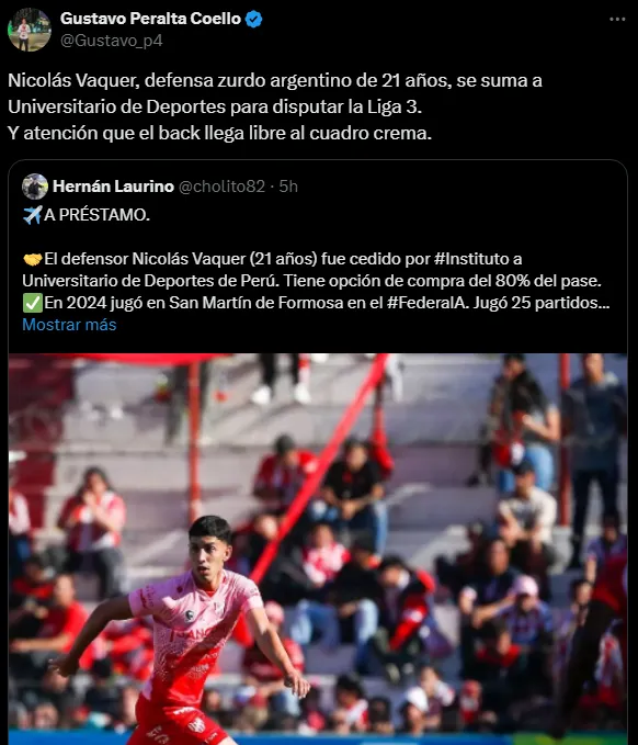 Fichaje de Nicolás Vaquer (Foto: X).