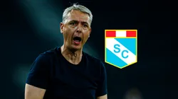 Tiago Nunes y el escudo de Sporting Cristal.