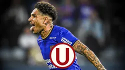 Paolo Guerrero y el escudo de Universitario.