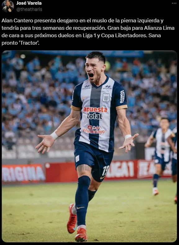 Alan Cantero baja en Alianza Lima (Foto: X).