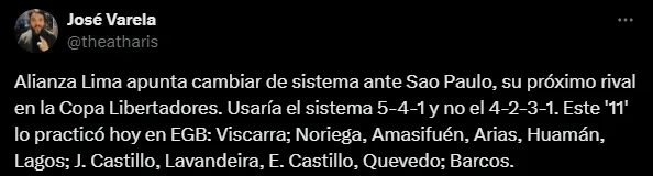 El 11 de Alianza Lima (Foto: X).