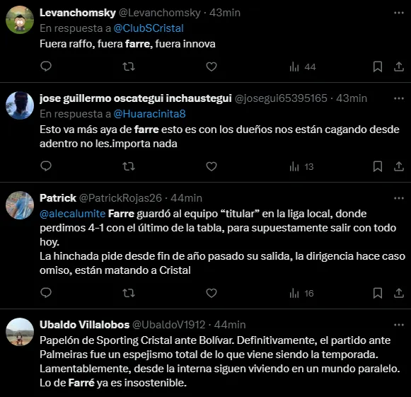 Hinchas molestos con Guillermo Farré (Foto: X).