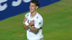 El festejo de Ferreira tras su segundo gol con Sao Paulo ante Alianza Lima.