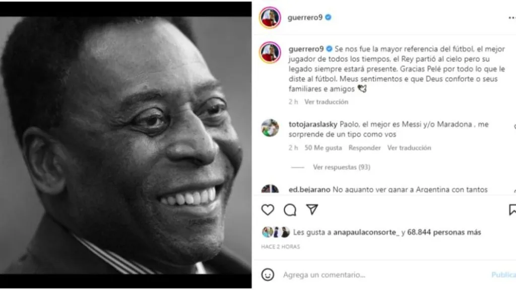 El mensaje de despedida de Paolo Guerrero para Pelé.