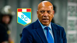 Roberto Mosquera y el escudo de Sporting Cristal.