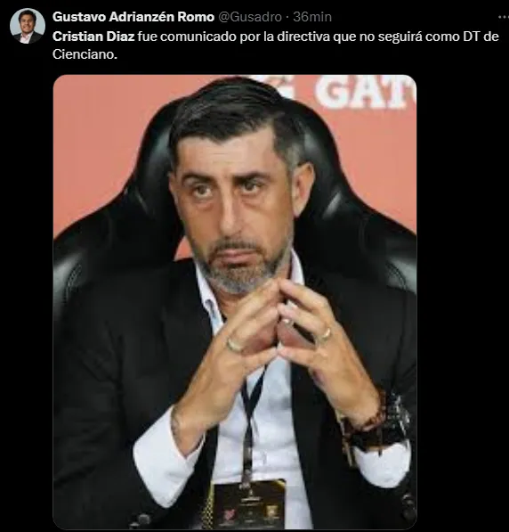 Gustavo Adrianzen informa la salida de Díaz (Foto: X).