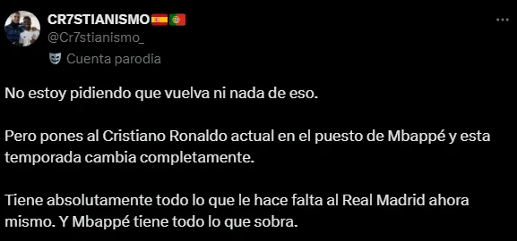 Aficionado del Real Madrid reclamando a CR7 (Foto: X).