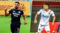 Luis Urruti, delantero de Sport Boys, y Raúl Ruidíaz, atacante del Atlético Grau.