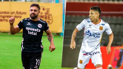 Luis Urruti, delantero de Sport Boys, y Raúl Ruidíaz, atacante del Atlético Grau.