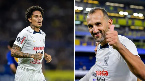 Paolo Guerrero y Hernán Barcos vistiendo la camiseta de Alianza Lima.