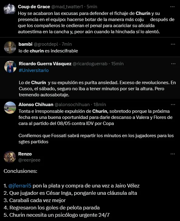 Hinchas molestos con Diego Churín (Foto: X).