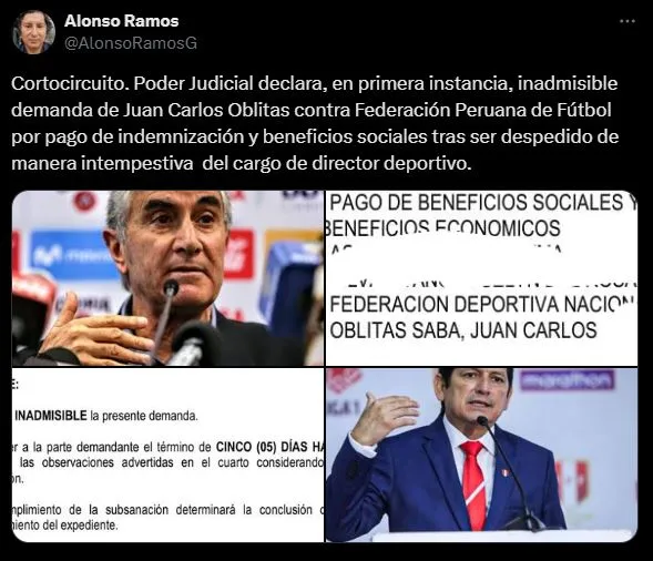 Juan Carlos Oblitas vs. Agustín Lozano. (Foto: X),