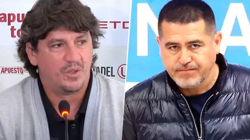 Jean Ferrari, administrador de Universitario, y Juan Román Riquelme, presidente de Boca.