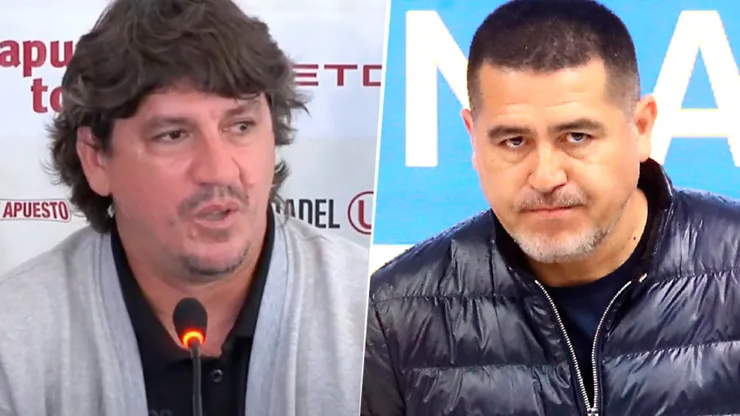 Jean Ferrari, administrador de Universitario, y Juan Román Riquelme, presidente de Boca.