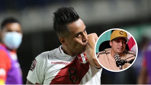 Christian Cueva celebrando un gol con la Selección Peruana.