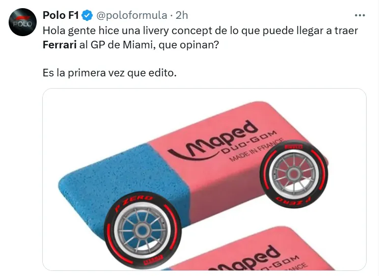 Ferrari y HP causaron memes tras el monoplaza que correrá en el GP de Miami. (Foto: X)