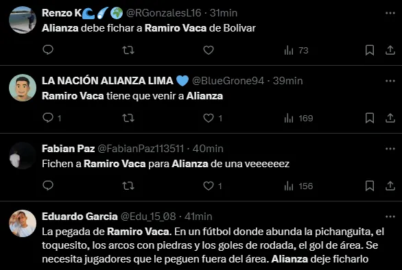 Hinchas piden a Ramiro Vaca (Foto: X).