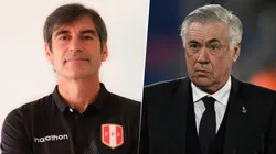 Óscar Ibáñez, entrenador de la Selección Peruana, y Carlo Ancelotti, quien llegará a Brasil.