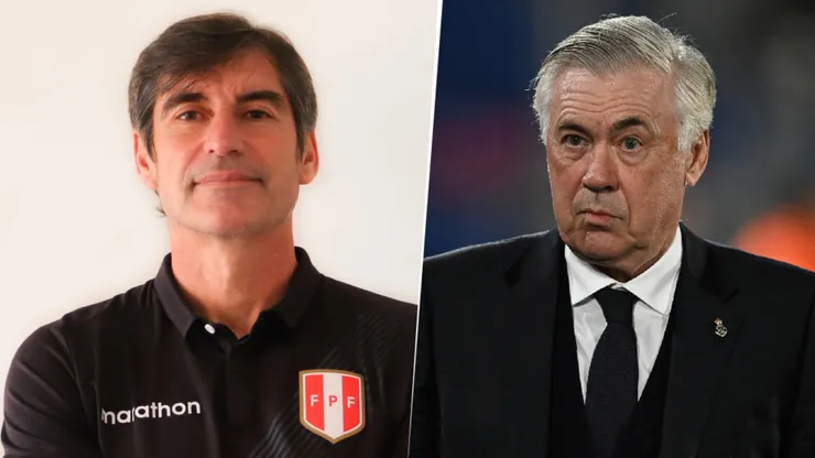 Óscar Ibáñez, entrenador de la Selección Peruana, y Carlo Ancelotti, quien llegará a Brasil.