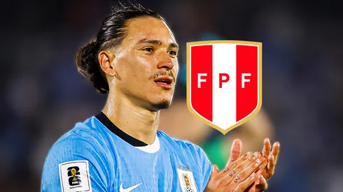 Darwin Núñez y escudo de la Selección Peruana.