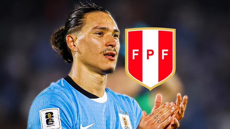 Darwin Núñez y escudo de la Selección Peruana.