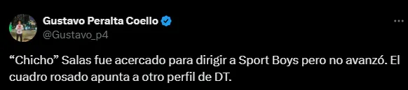 Salas rechazado en Sport Boys (Foto: X).