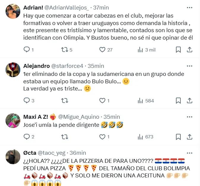 Hinchas de Olimpia se enojaron con Fabián Bustos. (Foto: Captura X de Olimpia)