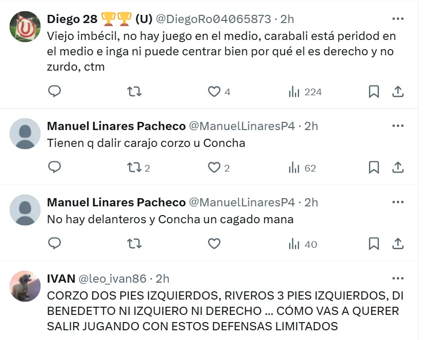 Hinchas de Universitario critican a Aldo Corzo. (Foto: Captura X de Universitario)